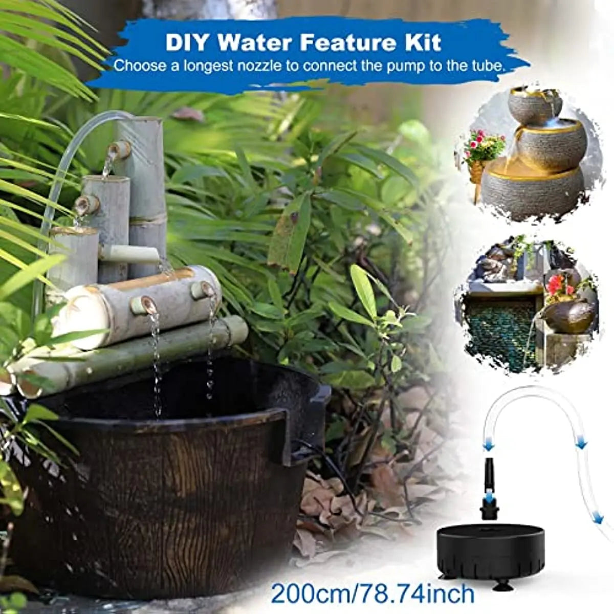 12W Solar Water Fountain DIY Solar Panel Pond Pump with Nozzles Sprays for Garden Decoration Bird Bath Fish Tank Pond Patio Oasis Select