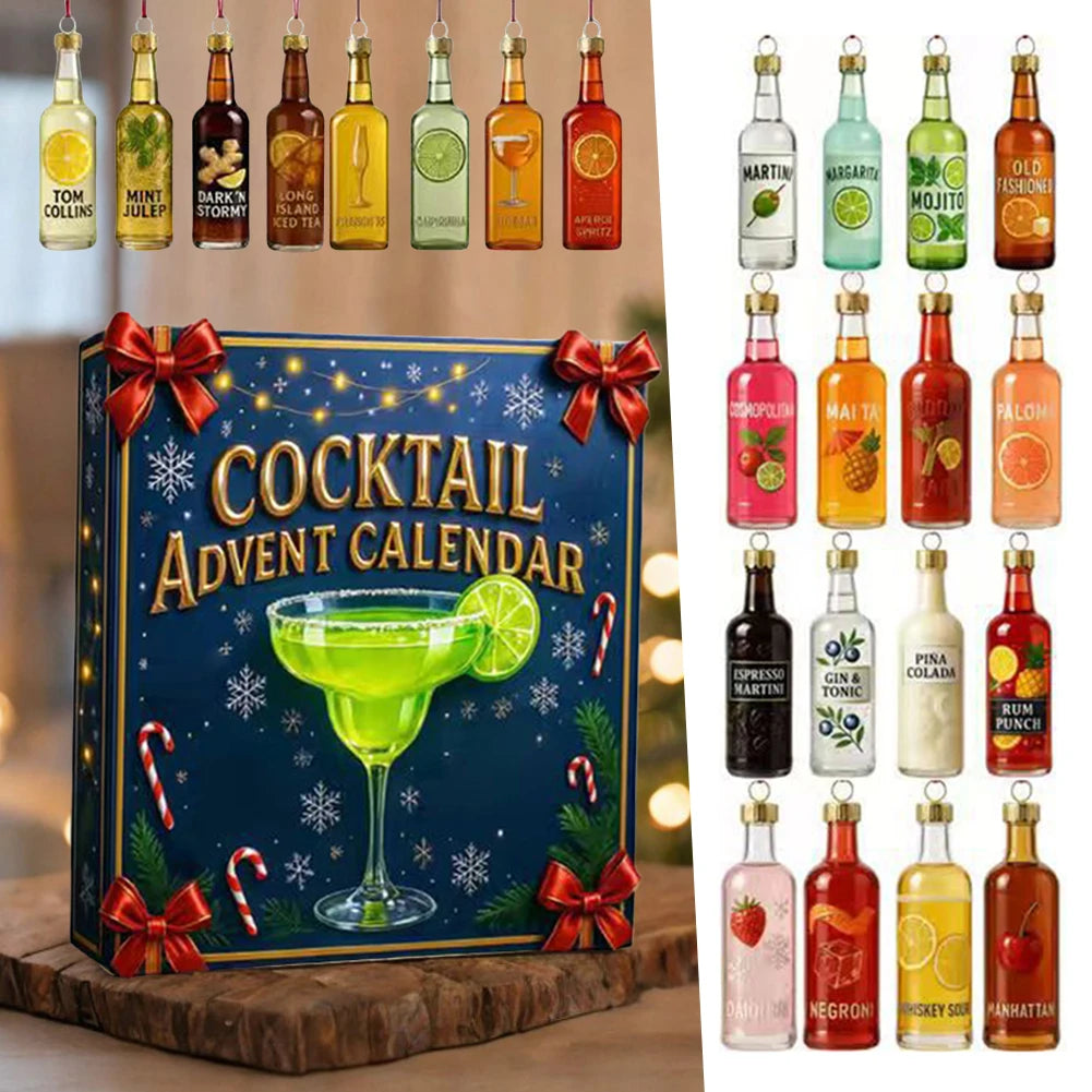 Cocktail Advent Calendar – 24 Acrylic Christmas Tree Ornaments