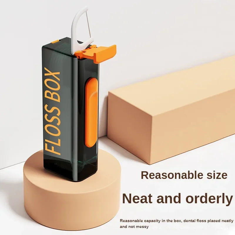 20PCS Mecha Wind Mirror Portable Floss Box Auto Pop Up 10pcs Mini Transparent Floss Stick Storage Box Oral Care Floss Organiser Oasis Select