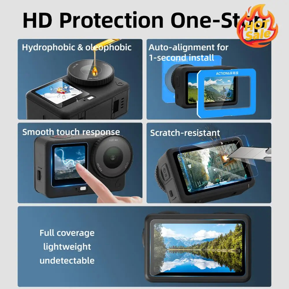 Anti-Bubble Screen Protector Fit for DJI OSMO Action 6 Accessories 0.4mm Tempered Glass Protector Scratch Resistant Oasis Select
