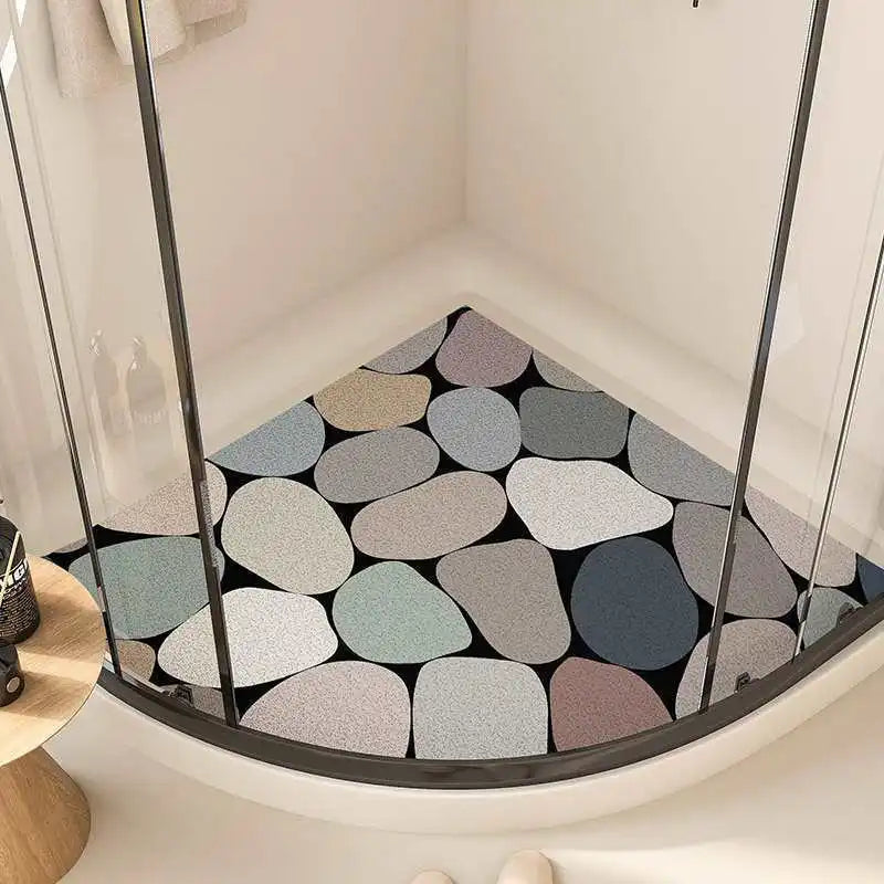 Cartoon fan-shaped shower room anti-slip mat bathroom floor mat bathroom bath anti-slip mat curved wire ring foot mat Oasis Select 02 54x54cm