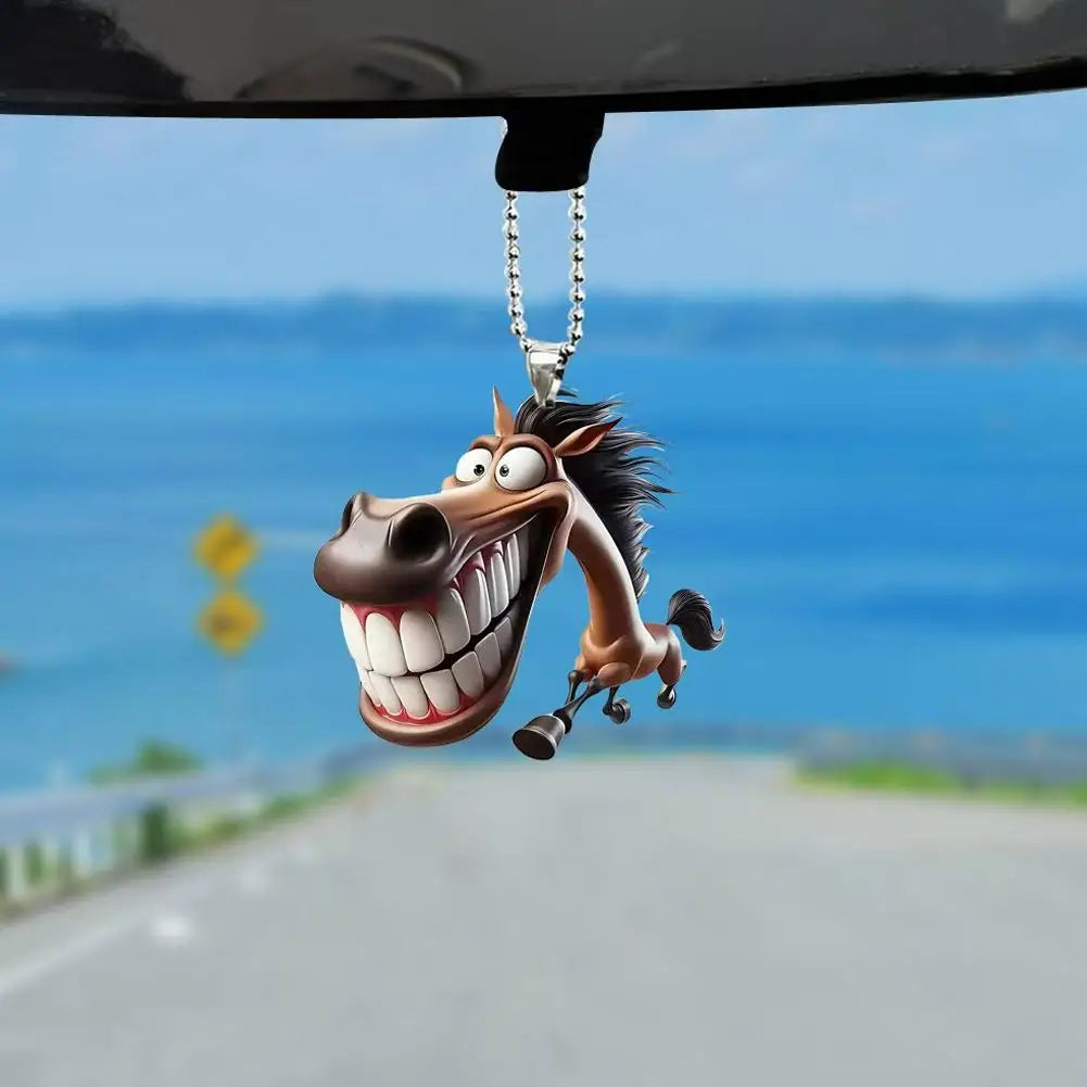 Big Mouth Horse Acrylic Keychain – Cute Car Pendant Charm