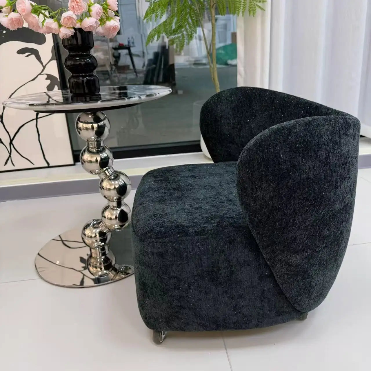 Single casual soft wrapping feeling movable lighting space light luxury yo stool pulley stool shoe changing stool Oasis Select Starry Sky Black