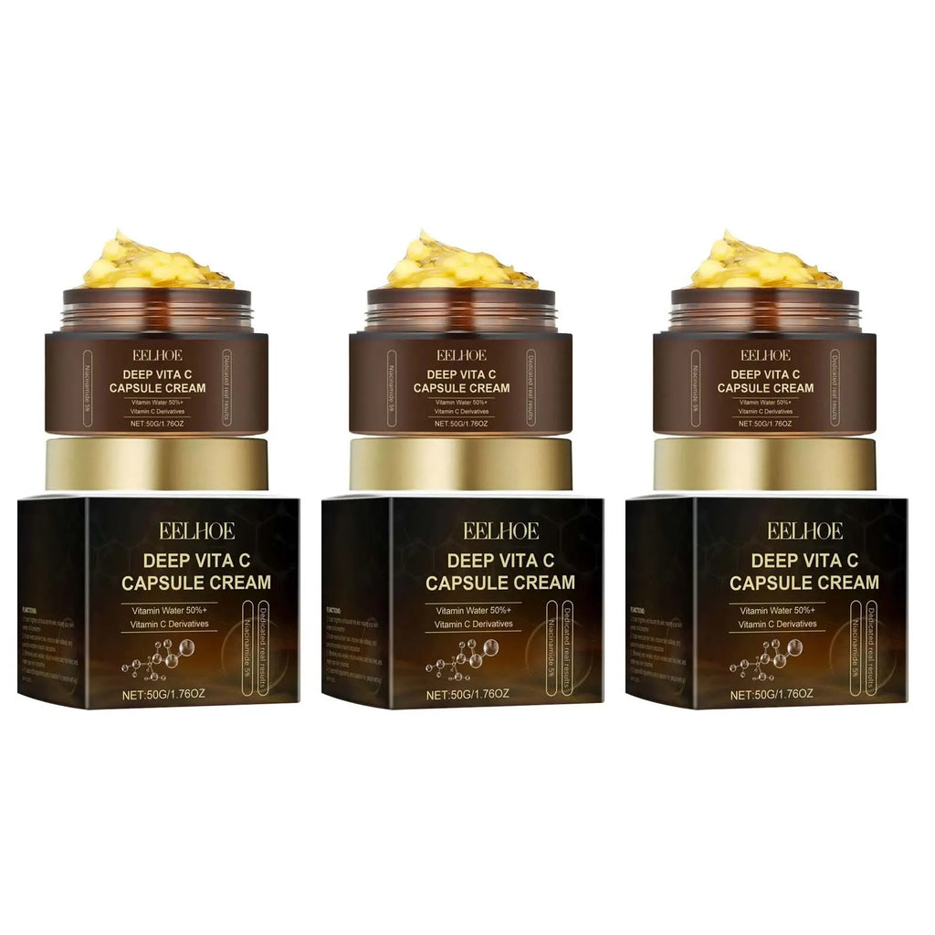 Vitamin C Capsule Facial Cream Even Skin Tone Pigmentation Removal Hydrated Skin Moisturizing Brightening Firming Face Cream Oasis Select 3 x 50g boxed