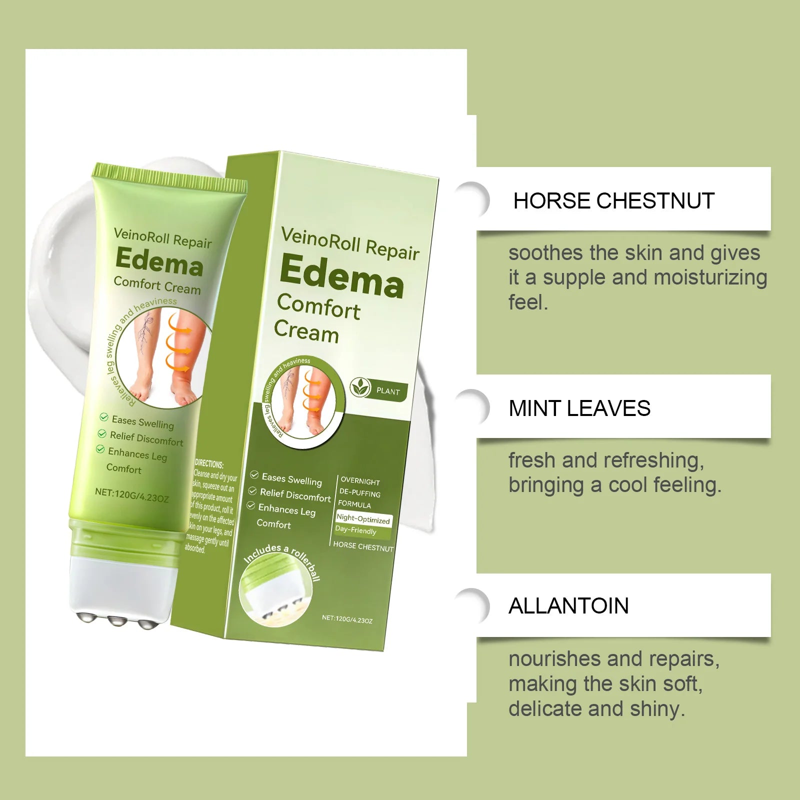 Daily Leg Care Roller Massage Cream – Moisturizing & Comforting Leg Massage Cream Oasis Select