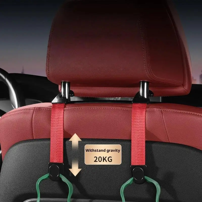 2Pcs Car Seat Back Webbing Hanger Adjustable Car Rear Front Seat Bag Storage Hook Car Back Seat Sundries Organizer Clip Oasis Select