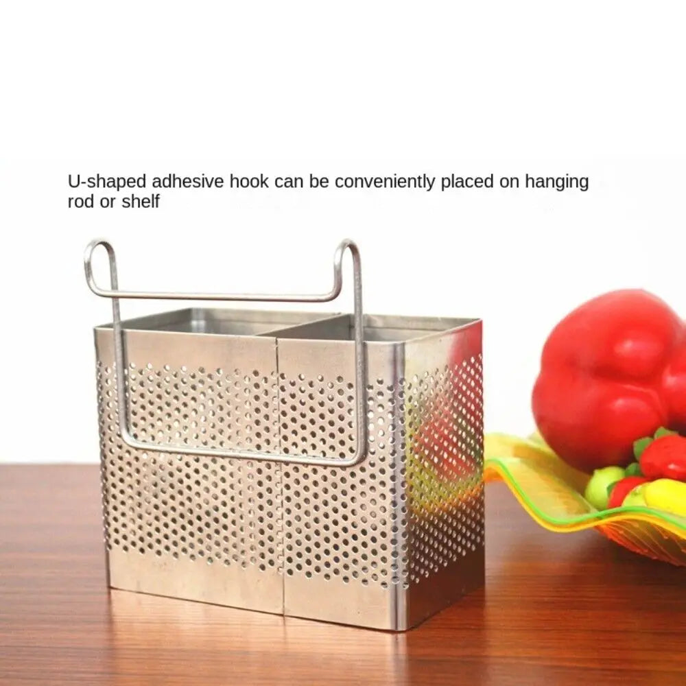 Stainless Steel Chopsticks Rack Tableware Holder Organizer Cutlery Dryer Drainer Shelf With Hooks Kitchen Accessories Oasis Select