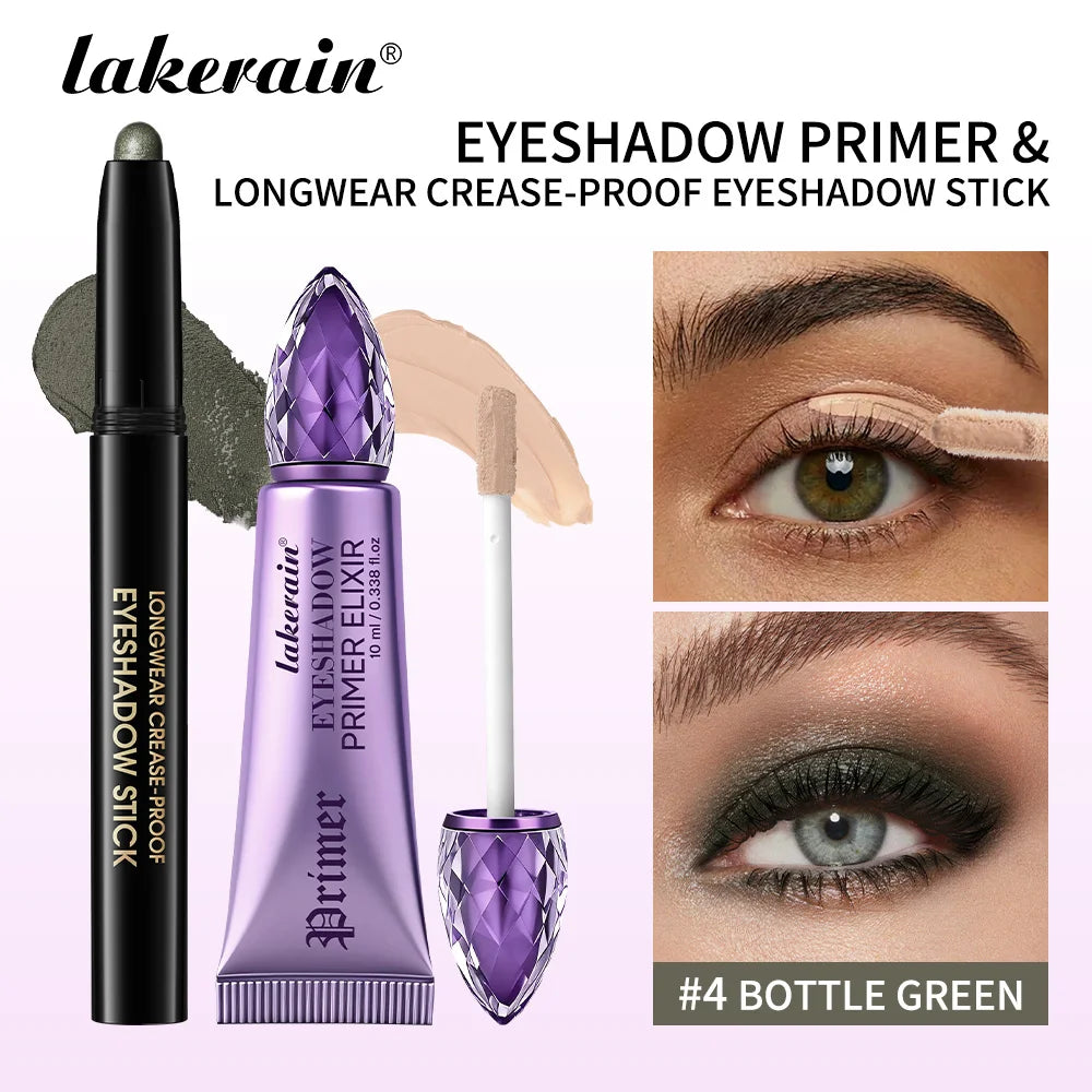 Eyeshadow Stick & Primer Set Waterproof Long-lasting Pigmented Cream Eyeshadow And Primer Base Sleamless Vibrant Eyes Makeup Oasis Select SET 4