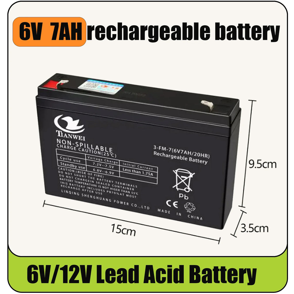 6V 12V Rechargeable Battery For Children's Electric Vehicles Toy Cars Motorcycles Baby Strollers Battery 5Ah 7Ah 8Ah 12Ah Oasis Select 6V 7Ah