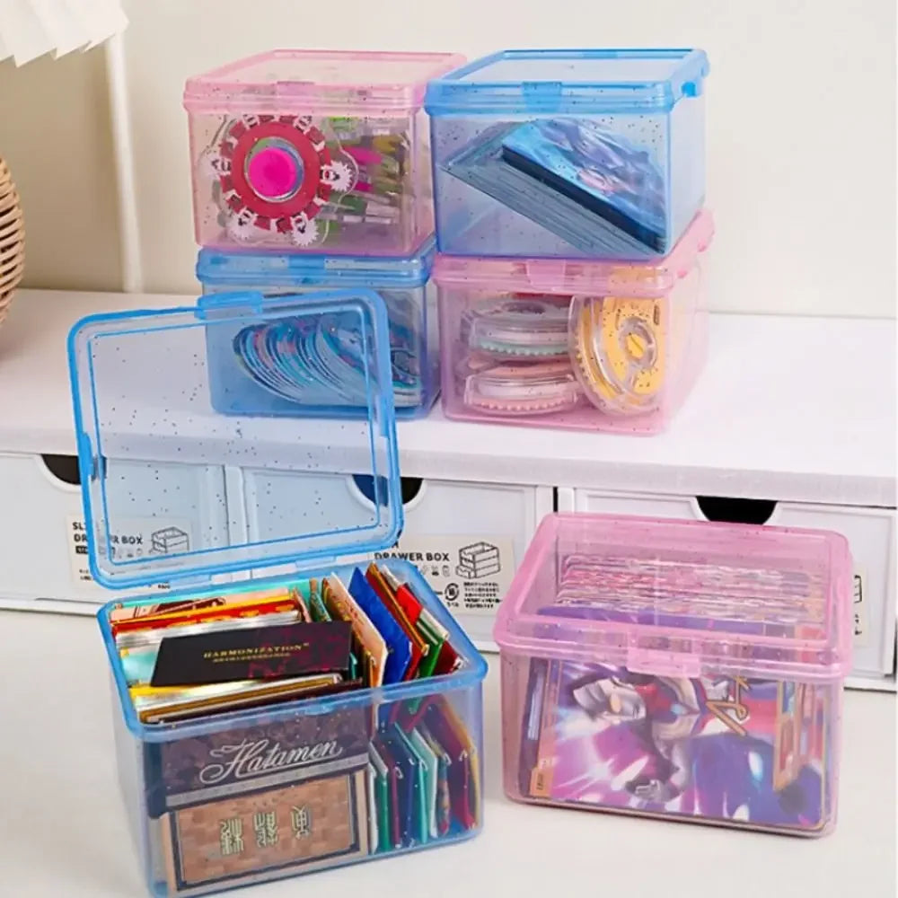 Transparent Plastic Storage Box Jewelry Container Rectangular Shape Collection Box Dust-proof Small Card Holder Storage Case Oasis Select