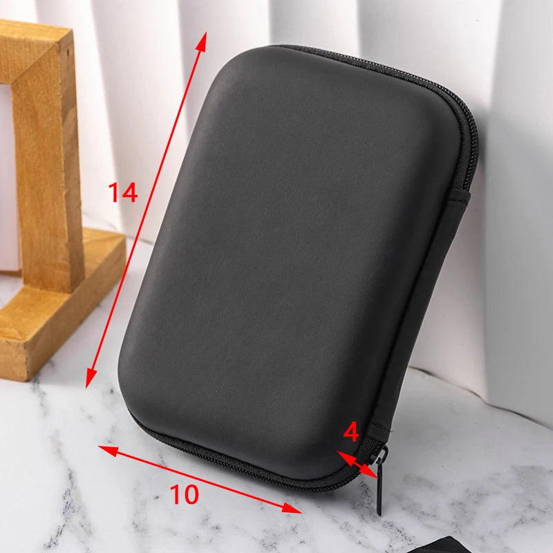 Artificial Leather Earphone Charger Case Data Cable U Disk Organizer Portable Mini 3C Hard Shell Digital Gadgets Storage Bag Oasis Select 14x10x4