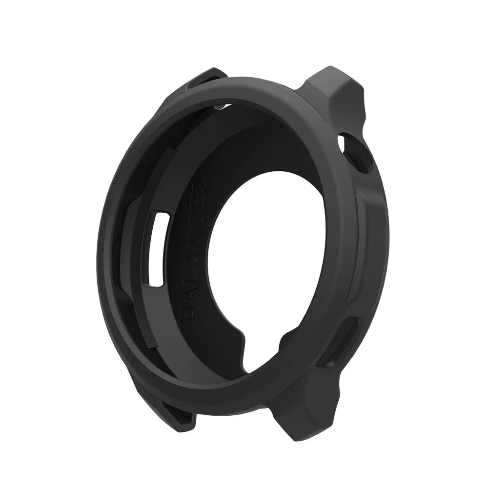 Silicone Protective Case for Amazfit Balance 2 – Hollow Cover Smartwatch Case Oasis Select black