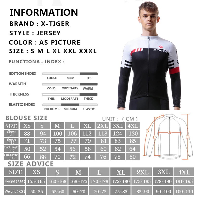 X-TIGER Winter Bike Jersey Men's Long Sleeve Thermal FleeceCycling Jersey with Pockets Road Bicycle Shirt Oasis Select