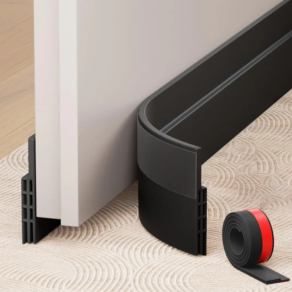 Soundproof Door Bottom Sealing Strip Insect Prevention Self-adhesive Draught Excluder Home 100cm Door Draft Stopper Dorm Oasis Select Black