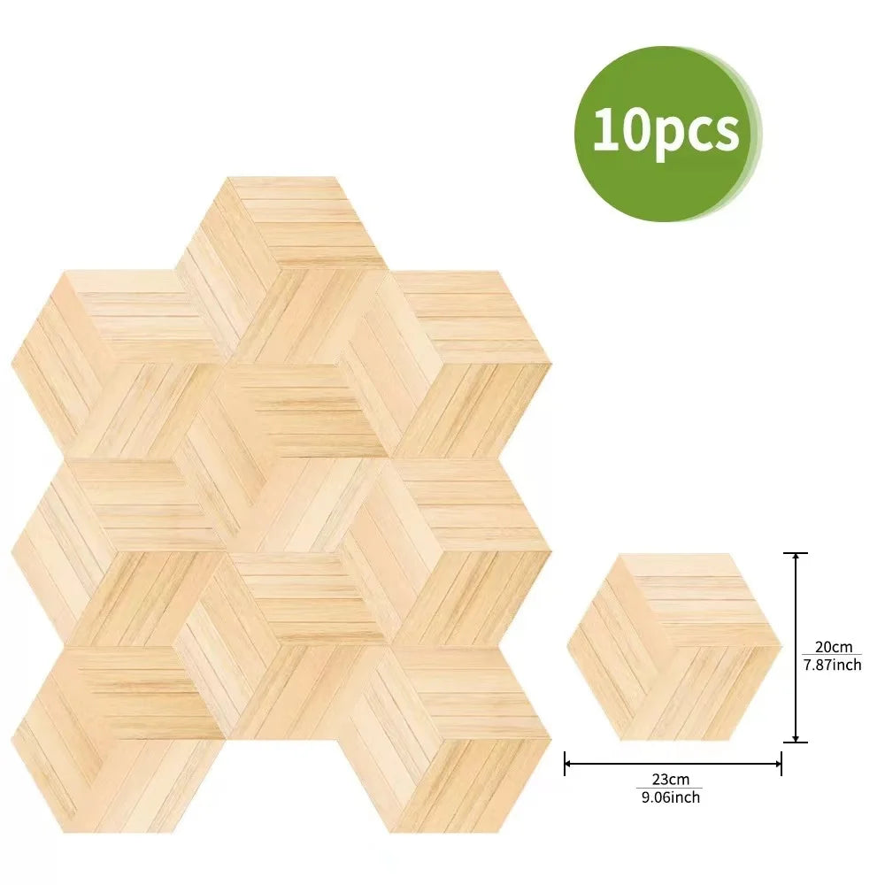 Walnut wood grain hexagonal wall sticker living room balcony waterproof and anti-skid self-adhesive floor sticker Oasis Select DB077 10pcs