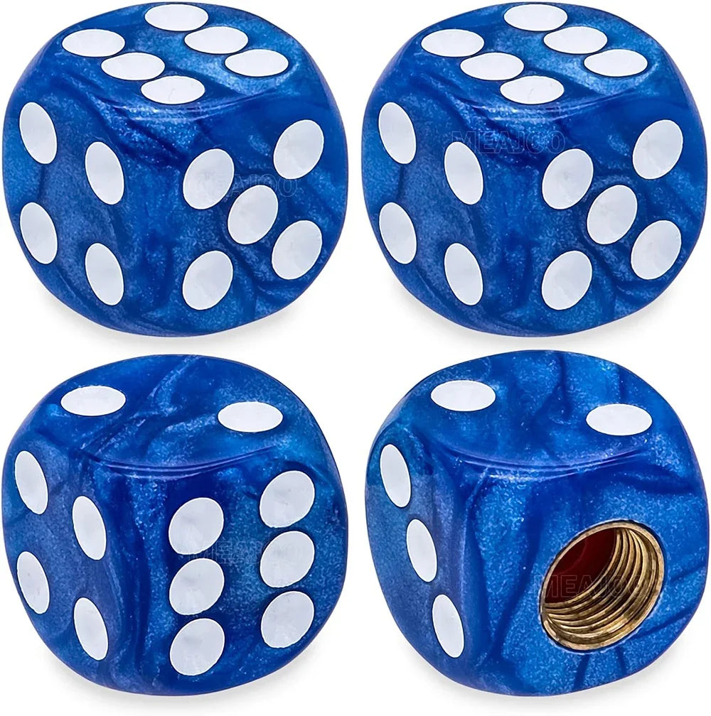 4PCS Pearl Pattern Dice Tire Valve Stem Caps Universal Tire Valve Stem Covers for Cars, SUV, Trucks, Bikes, Motorcycles Bicycles Oasis Select Blue
