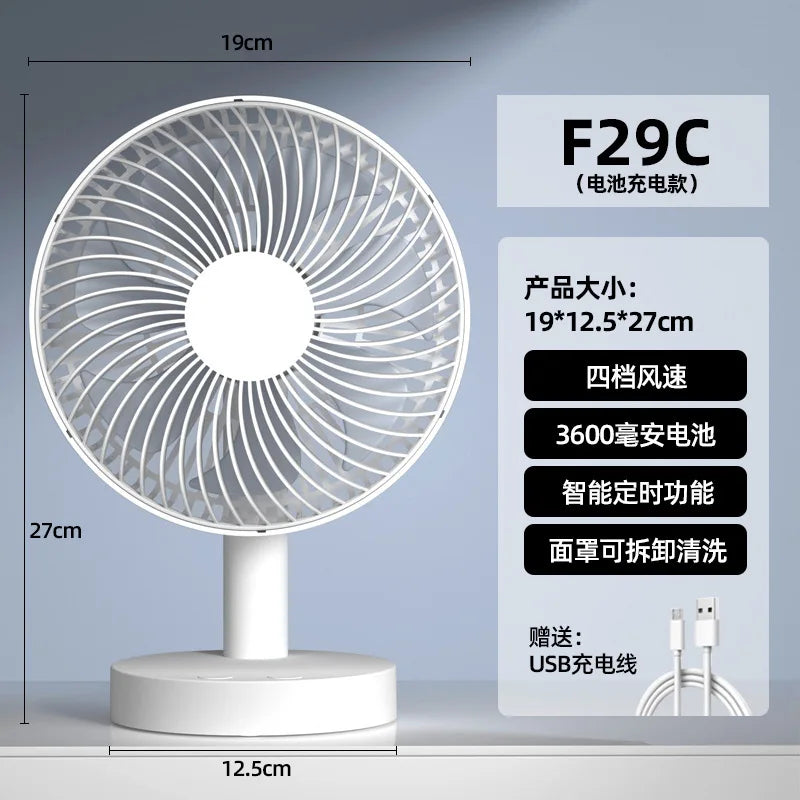 URGGU 8-Inch USB Desktop Fan – 4-Speed Smart Timer