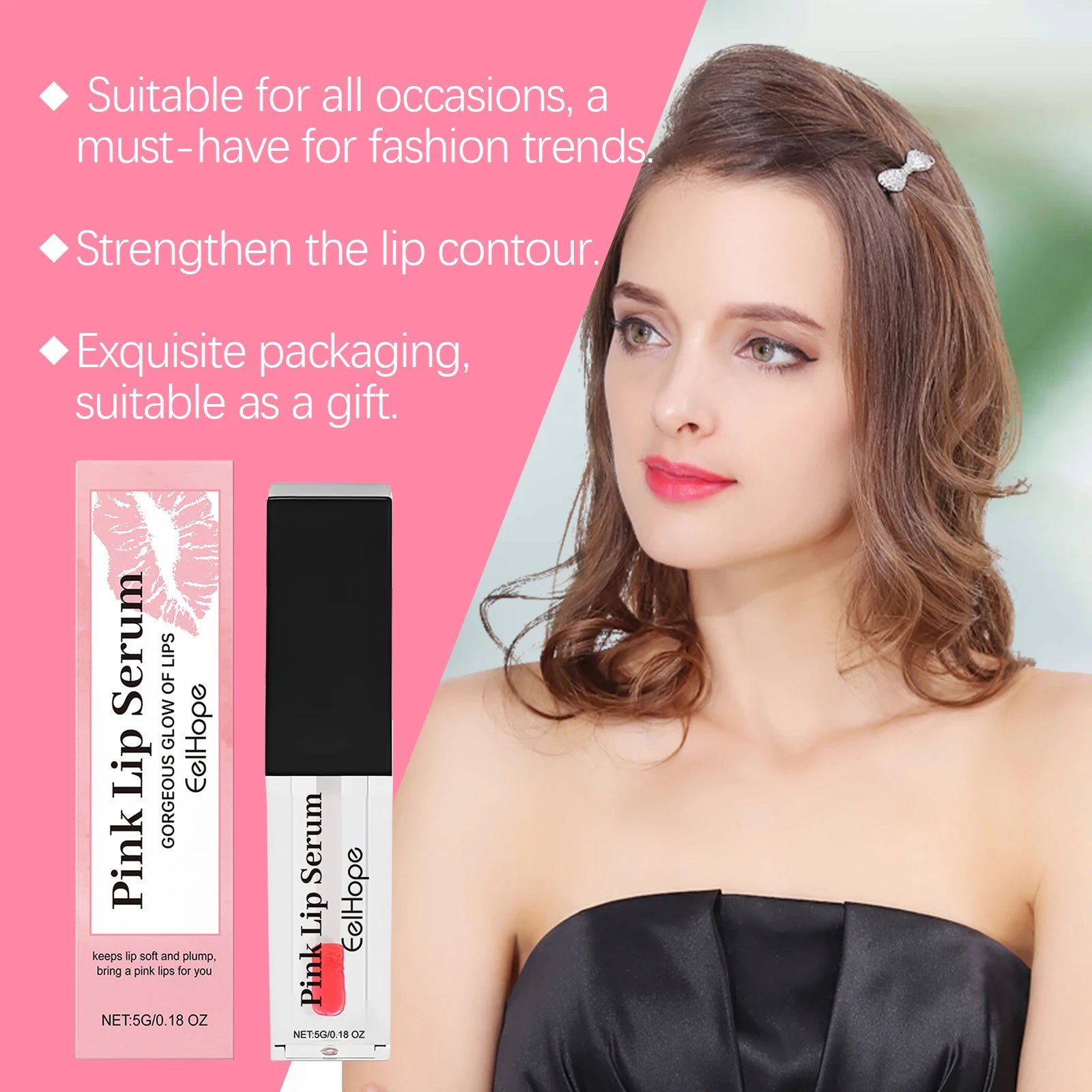 Eelhope Color Changing Lip Oil – Moisturizing Pink Lip Serum