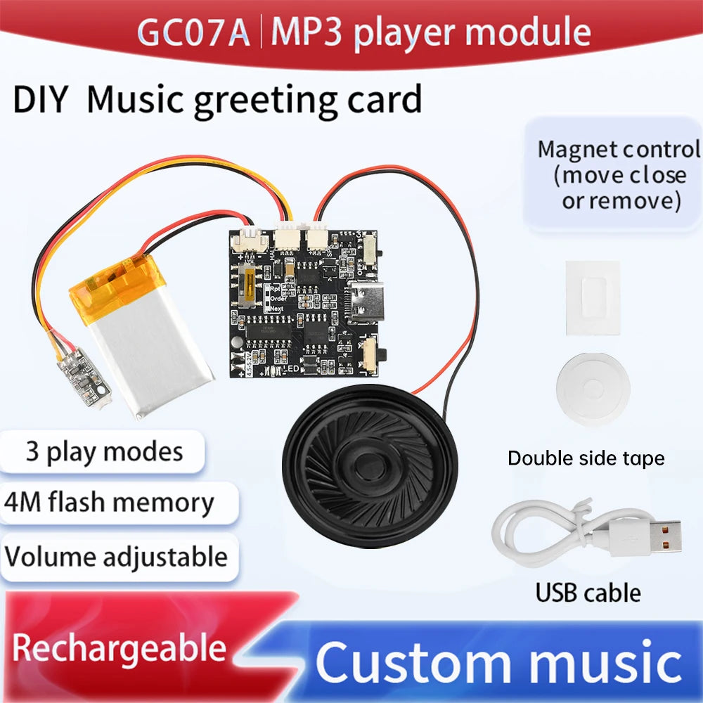 GC07A Speaker Magnetron Recording Greeting Card Movement Gift Box Christmas Birthday Card MP3 Download Voice Module Oasis Select