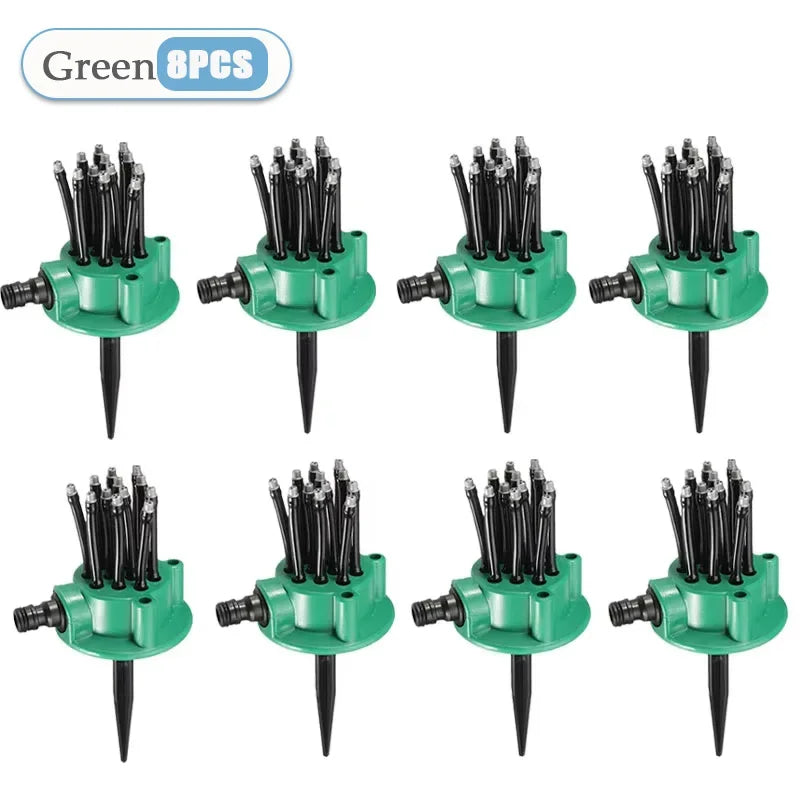 1-10PCS 360 Degree Automatic Garden Sprinklers Watering Grass Lawn Rotary Nozzle Rotating Water Sprinkler System Garden Supplies Oasis Select Green-8PCS