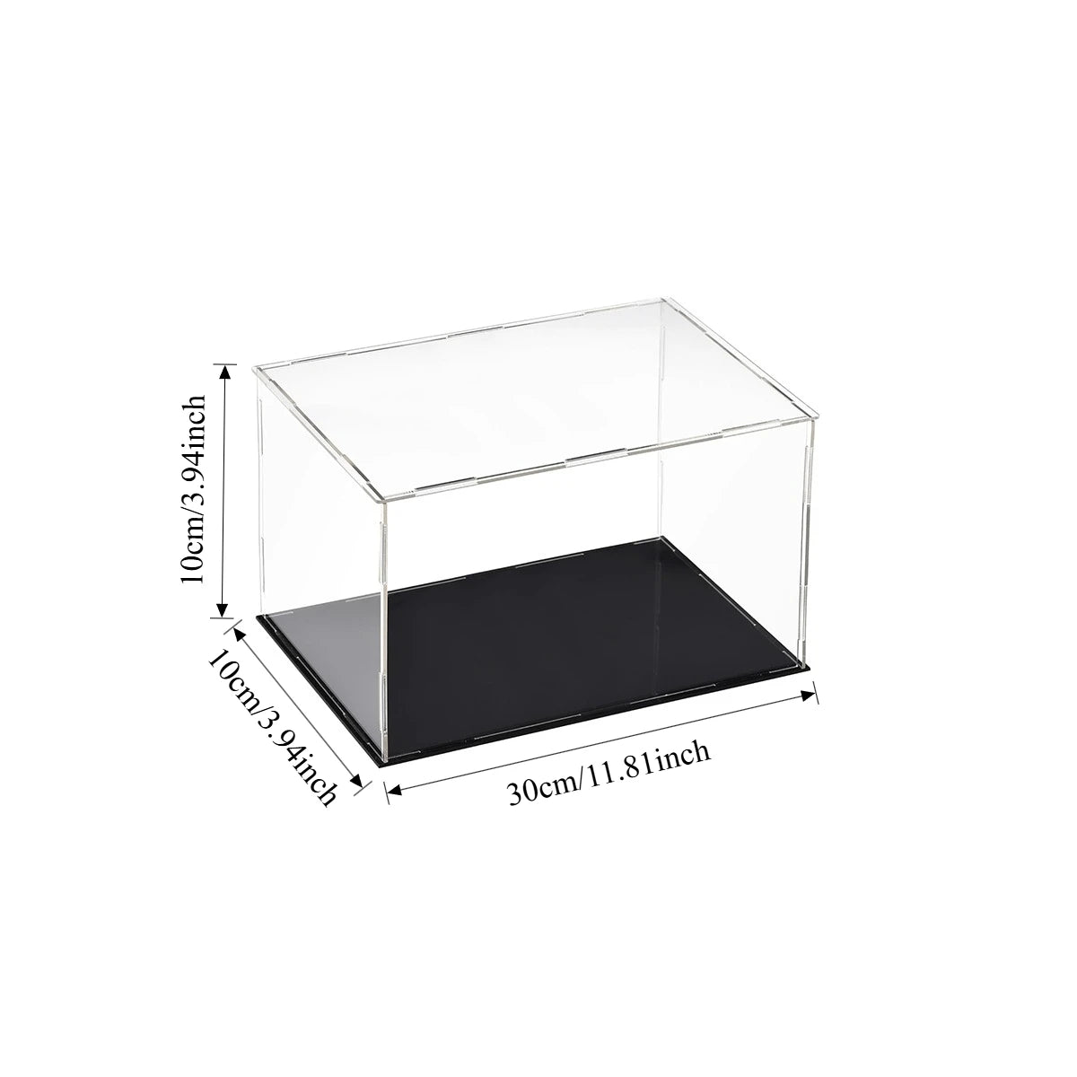 Clear Acrylic Cube Display Case Black Base Dustproof Showcase Box Collectibles Figurines Model Toy Storage Holder Home New 2026 Oasis Select 30X10X10cm