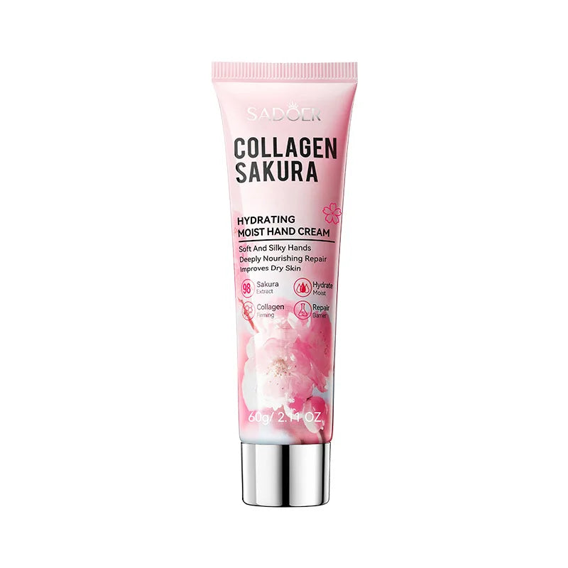 SADOER Sakura Collagen Hand Cream Moisturizing & Nourishing, Brightening Care, Anti-Wrinkle Anti-Crack Cream for Hands 60G Oasis Select 60g
