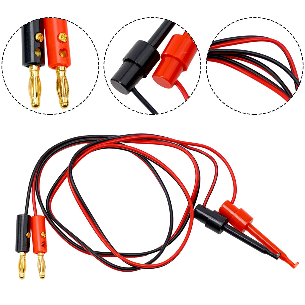 2PCS 4mm Banana Plug To Test Hook Clips 4mm Banana Plug Connector To Hook Clamp Adapter For Multimeter Test Leads Oasis Select