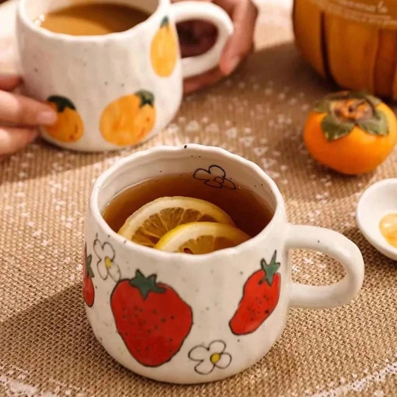 Perfect For Home, Office, Event Gifts And Holiday Gifts Halloween Hand Painted Ceramic Coffee Mug With Strawberry Pattern Design Oasis Select
