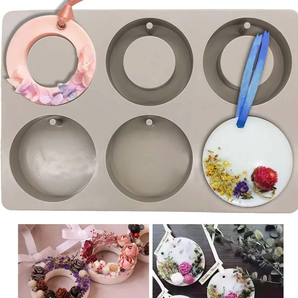 1PC DIY Silicone Clay Aromatherapy Tablets Molds Hanging Ornaments Wax Molds Flower Soap Mold Craft Accessories Soap Mold
