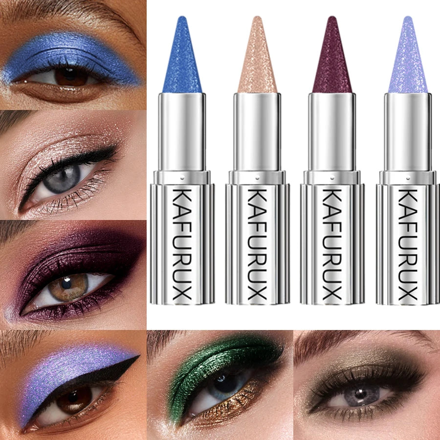 KAFURUX Metallic Glitter Eyeshadow Stick | 12 Colors, Waterproof