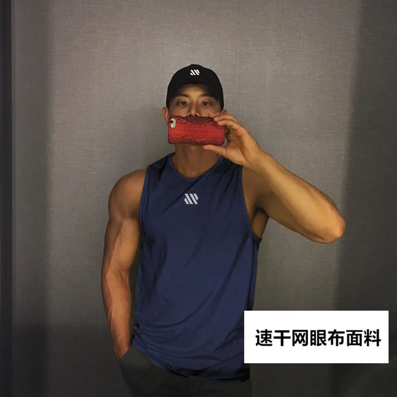 Mannen Bodybuilding Tank Tops Gym Workout Fitness Mouwloos Shirt Running Kleding Stringer Singlet Zomer Toevallige Vest for Men Oasis Select Navy XXXL