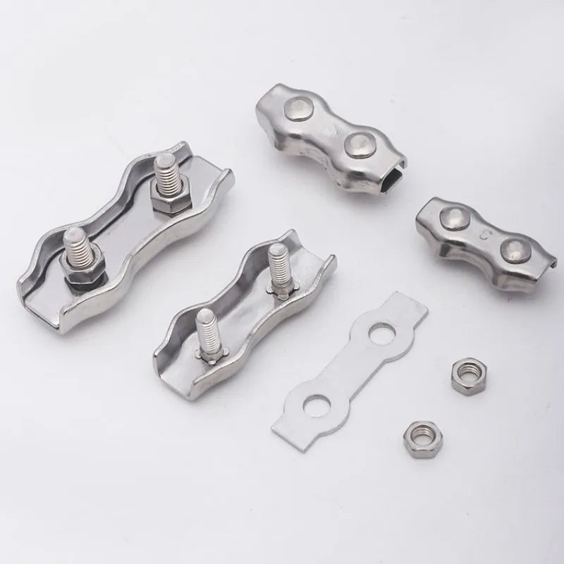 1Pcs M2-M6 Stainless Steel Double Post Bolt Clip Wire Rope Cable Clamp Caliper Rope Simple Grip DIY Cable Fastener Hardware Oasis Select
