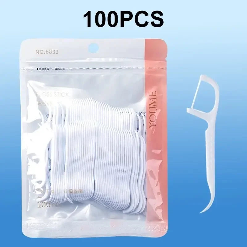 100/300/500pcs Disposable Dental Floss Stick Interdental Cleaning Line Proper Oral Care Portable Flosser For Daily Life Oasis Select