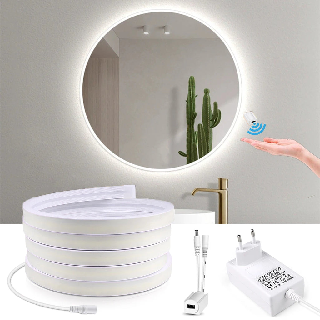 DC12V LED Strip Lights with Hand Sweep Motion Sensor 1M/2M/3M/5M Neon Tape for Cabinet Bathroom Mirror Lighting Hand Sweep Contr Oasis Select