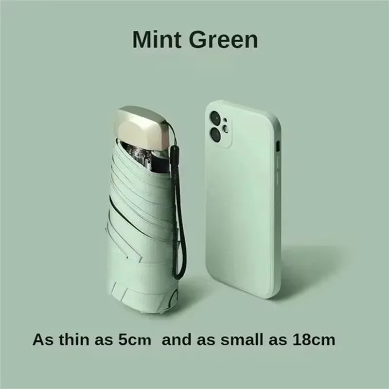 55% Off Mini Sun Umbrella Small Pocket Rain Umbrella Vinyl Folding UV Ultraviolet Protection Sun Shade Pocket Parasol Capsule Oasis Select 1pc matcha green 6K Aluminum