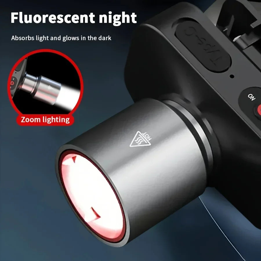 Ultra-Bright LED Headlamp Rechargeable Headlight 3 Modes USB Charging Head Lamp or Auto Repair Camping Fishing Cycling Emergency Oasis Select