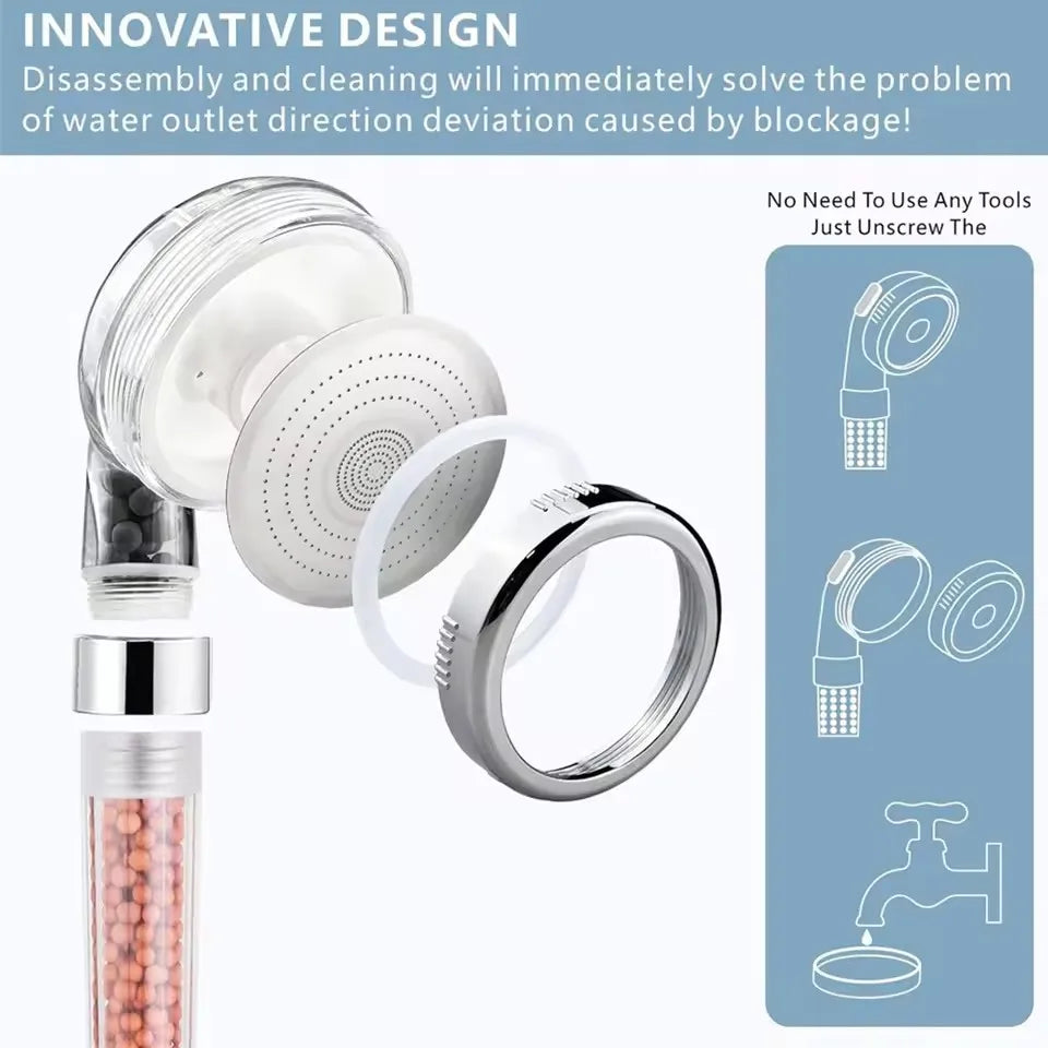1pc Filtered Shower Head ABS High Pressure Water Saving Spray Handheld Clear Showerheads with With Filter Beads for Bathroom Oasis Select