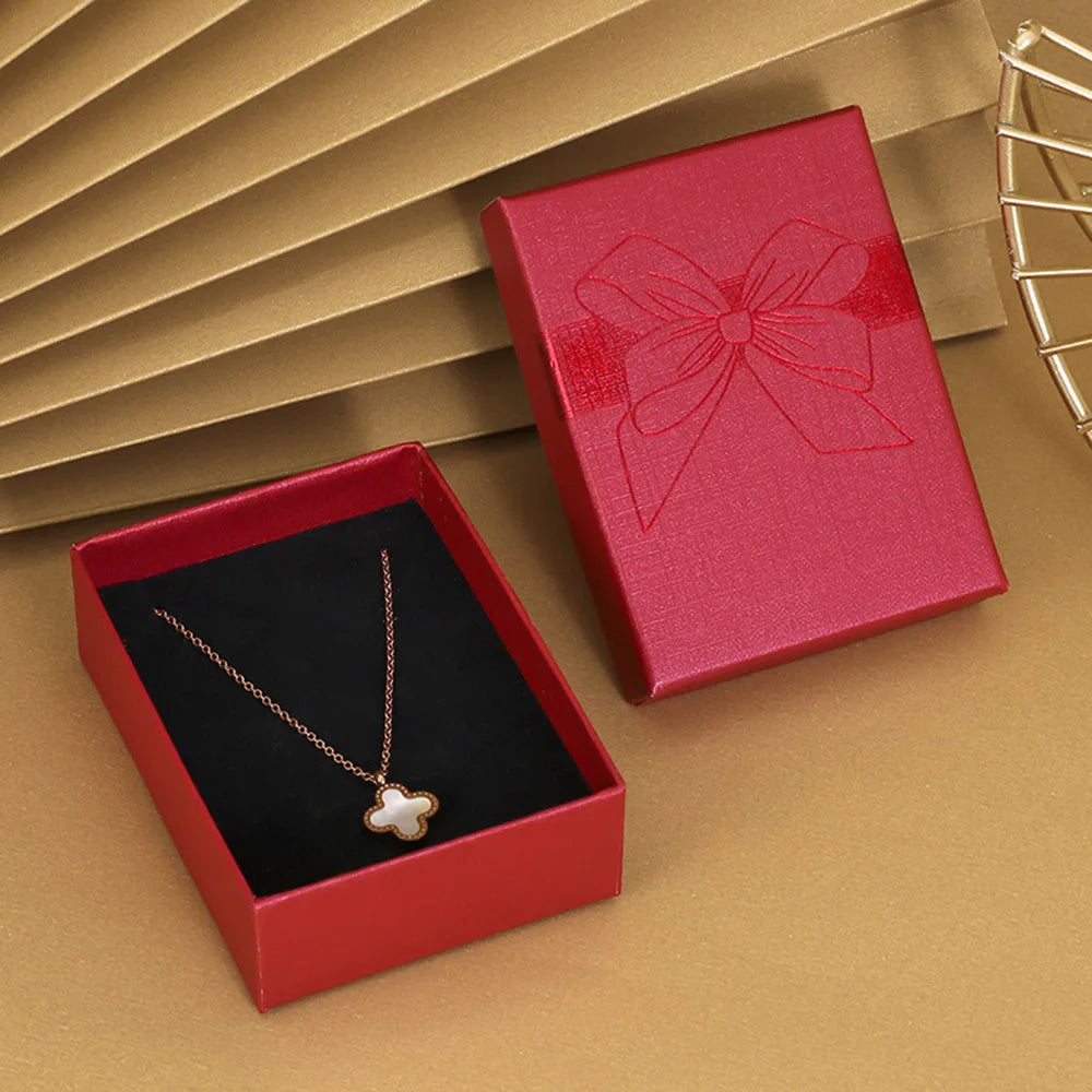 Fashion Bowknot Jewelry Box Multi Colors Ring Earrings Pendant Necklace Gift Jewelry Storage Display Paper Jewelry Packaging Box Oasis Select Red Other