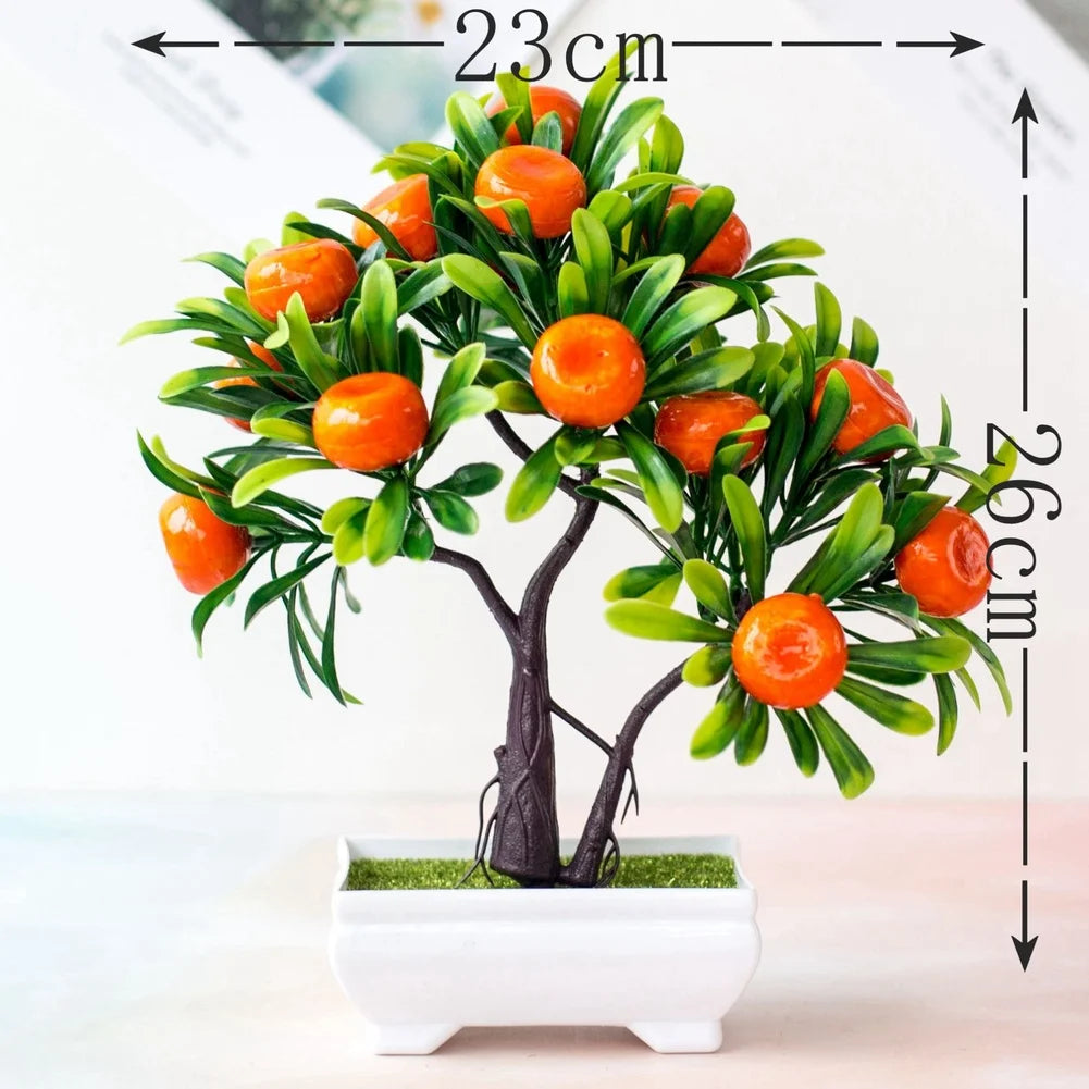 Orange Blossom Bonsai Artificial Potted Plant Silk Flower Greenery Decoration For Home Office Tabletop Garden Decor Oasis Select