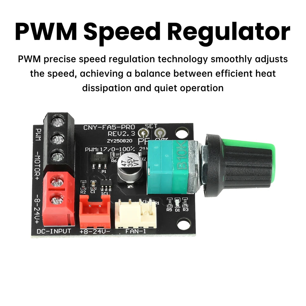 DC 8-24V 5A 4-wire Fan Speed Regulator DC Brushless Motor PWM Controller 0-100% Duty Cycle Adjustable 12V 24V Oasis Select