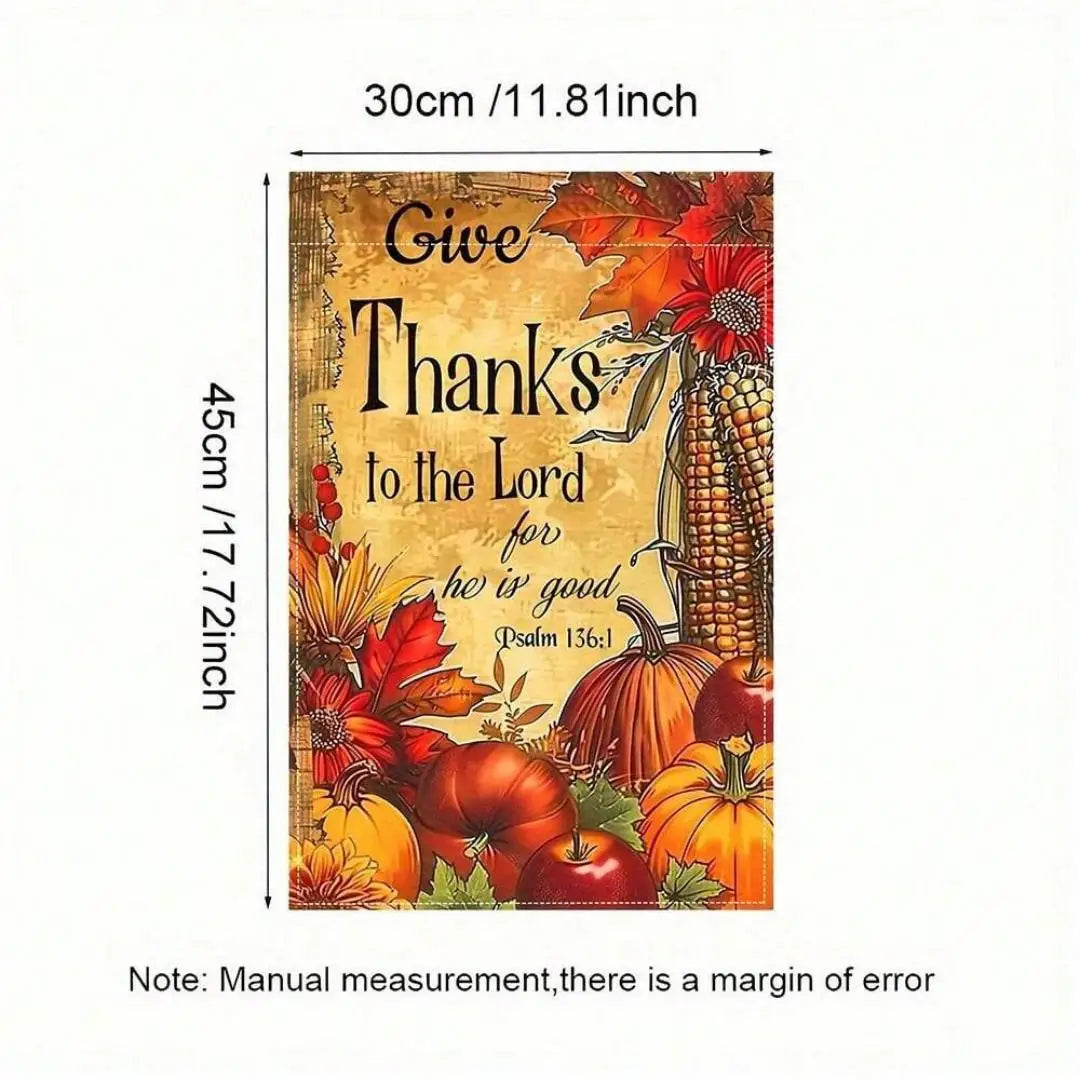 Thanksgiving-themed Garden Flag - Double-sided print, Thanksgiving pumpkin and autumn design, seasonal outdoor holiday decor Oasis Select MULTI