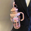 1100ML Large Mouth Water Bottle with Straw and Infuser Leak Proof Lid Portable Travel Beach Outdoor Adventure Sport Tumbler Cup Oasis Select Pink