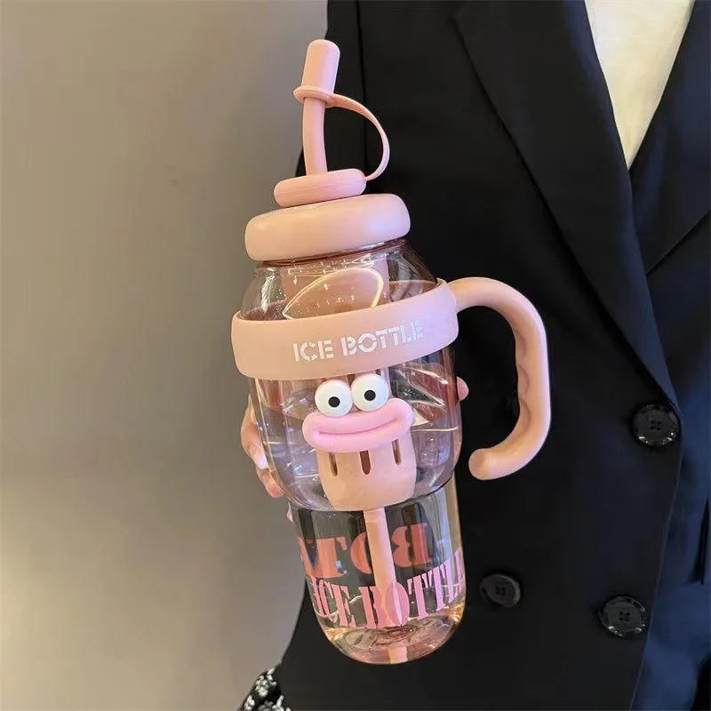 1100ML Large Mouth Water Bottle with Straw and Infuser Leak Proof Lid Portable Travel Beach Outdoor Adventure Sport Tumbler Cup Oasis Select Pink
