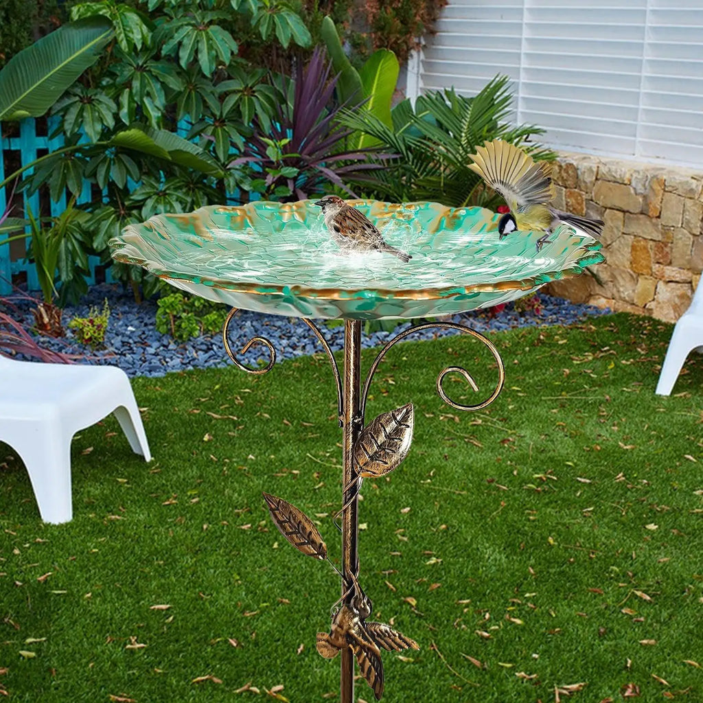 Upright bird bathing tub rust-proof sturdy and durable vintage metal bird bathing tub for gardens feeder metal bird bathing tub, Oasis Select