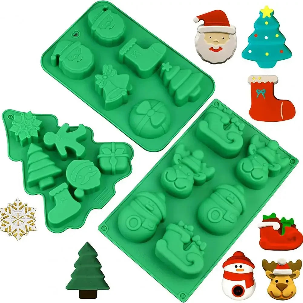 Tree Santa Claus Shape Silicone Mold Cake Decoration Fondant Cookies Tool Gumpaste Candy Chocolate Mold for Baking Oasis Select