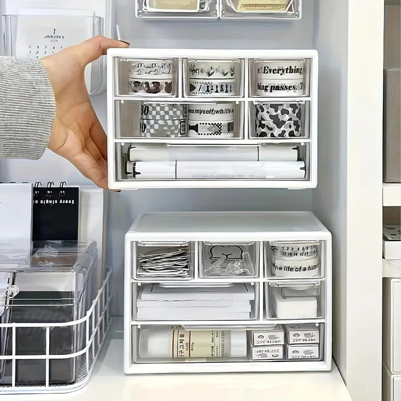 1pcs Plastic Desktop Storage Box Drawer Style Office Desk Small Storage Box for Student Dormitory Organizing Supplies Oasis Select