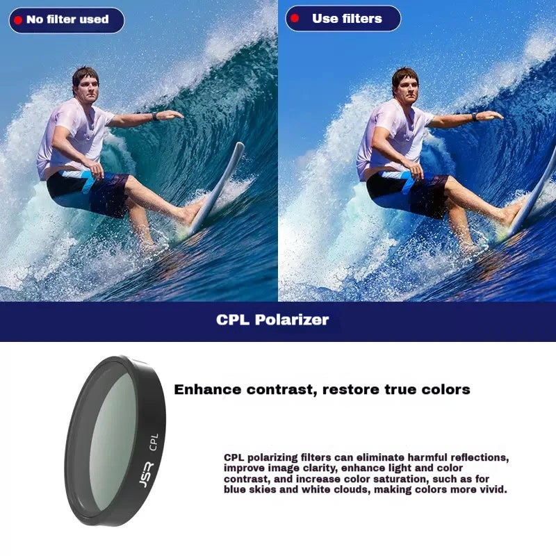 JSR DJI Osmo Action 6 UV CPL ND Lens Filter Set | HD Glass