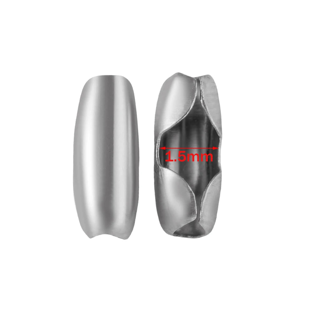 50pcs Silver Tone Stainless Steel Ball Chain Connector Clasps Fits for 1.5/2/2.4/3.2/4mm Beaded Ball Chain Clips Oasis Select Steel 1.5mm