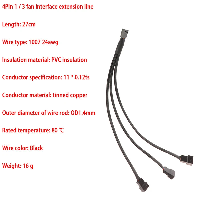 DC 5521 to 4-Pin PWM 2-Way PC Fan Power Adapter Cable 12V