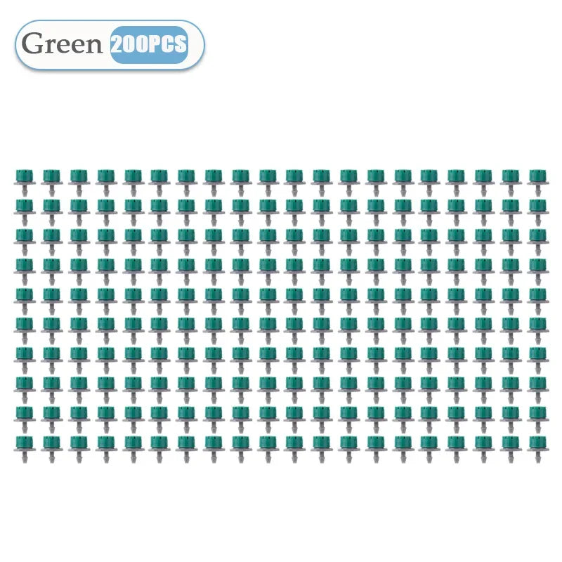 50-800PCS Adjustable 8 Hole Red Cap Drip 360 Degree Watering Adjustable for Garden Watering Pipe System Anti Clogging Dripper Oasis Select Green-200PCS